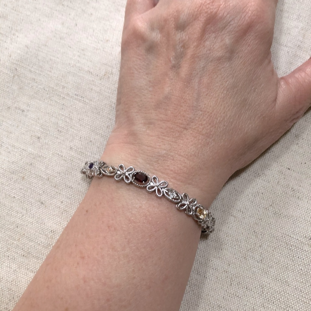 Multi Gemstone Bracelet Silver Plated. Paj Bb